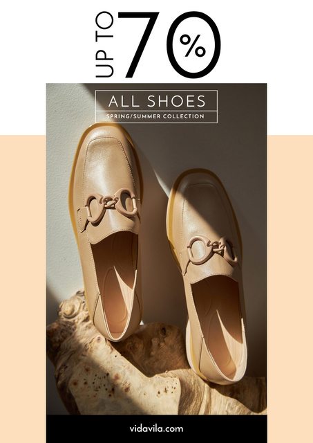 Fashion Sale with Stylish Male Shoes Poster Design Template