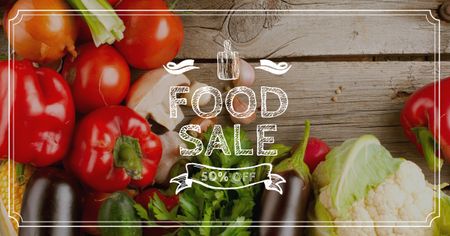Grocery Sale with fresh vegetables Facebook AD Design Template