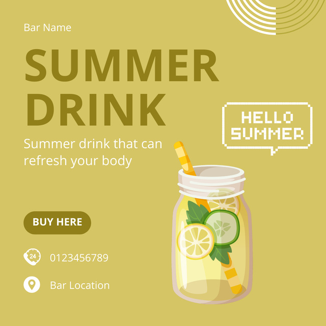 Ontwerpsjabloon van Instagram van Summer Drinks Offer