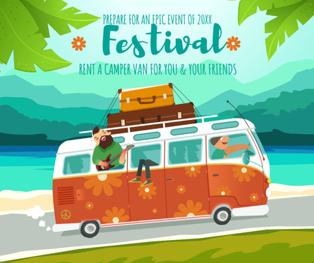 Coachella bus rental ad service Facebook Design Template