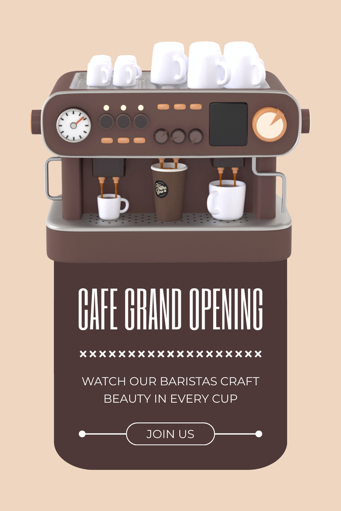 Designvorlage Cafe Opening Event With Finest Coffee Machine für Pinterest