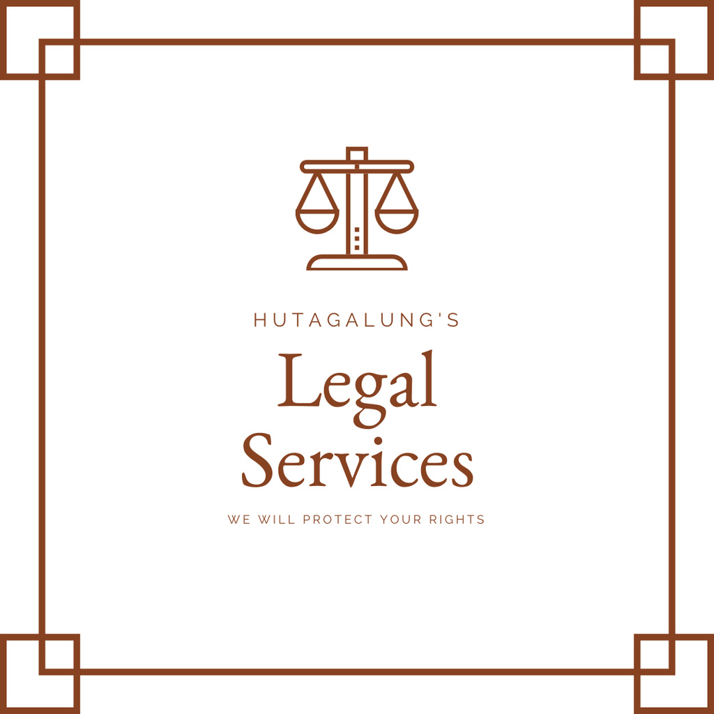 Law Firm Service Offer with Scales Illustration Instagram Tasarım Şablonu