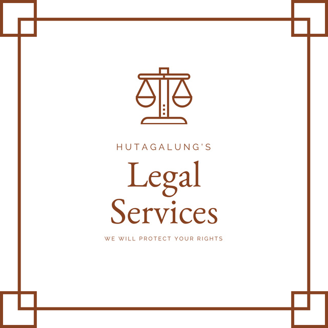 Law Firm Service Offer with Scales Illustration Instagram Tasarım Şablonu
