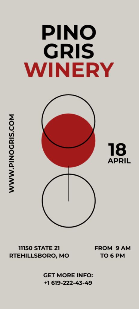 Wine Tasting Announcement with Minimalist Illustration Invitation 9.5x21cm – шаблон для дизайна