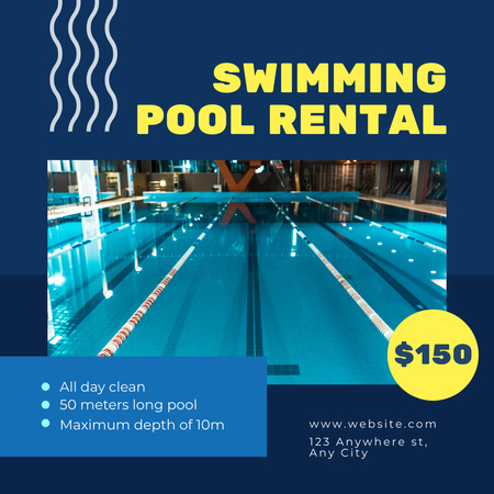 Ontwerpsjabloon van Instagram van Swimming Pool Rental Offer