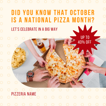 Ontwerpsjabloon van Instagram van Pizza Month Celebration Invitation 