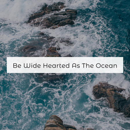 Inspirational Phrase with Azure Ocean Waves Instagram Design Template