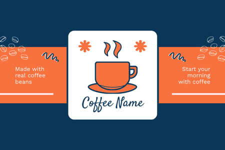 Authentic Coffee In Cup Offer In Blue Label Design Template