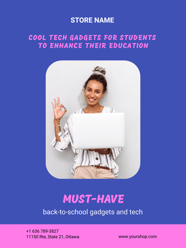 Back to School Special Offer with Student with Laptop Poster US Design Template