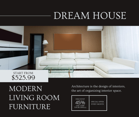 Modern Living Room Furniture Facebook tervezősablon