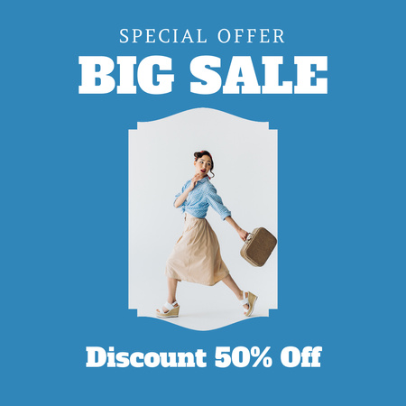 Fashion Sale At Half Price With Shoes And Handbag Instagram Design Template