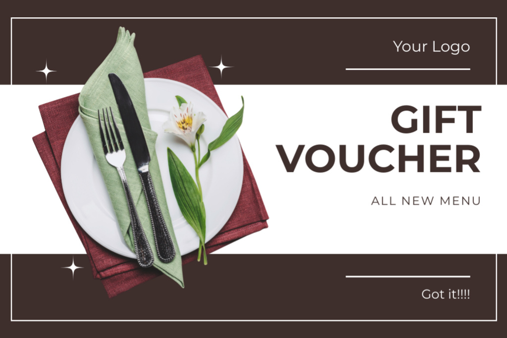 Ontwerpsjabloon van Gift Certificate van Gift Voucher to Restaurant at All New Menu