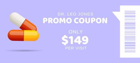 Voucher for Doctor's Consultation at Promotional Price Coupon 3.75x8.25in Design Template