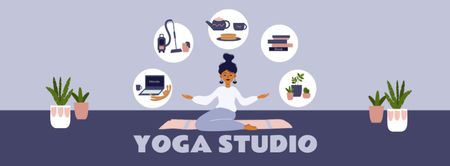 Yoga Studio Ad on Purple Facebook cover Design Template