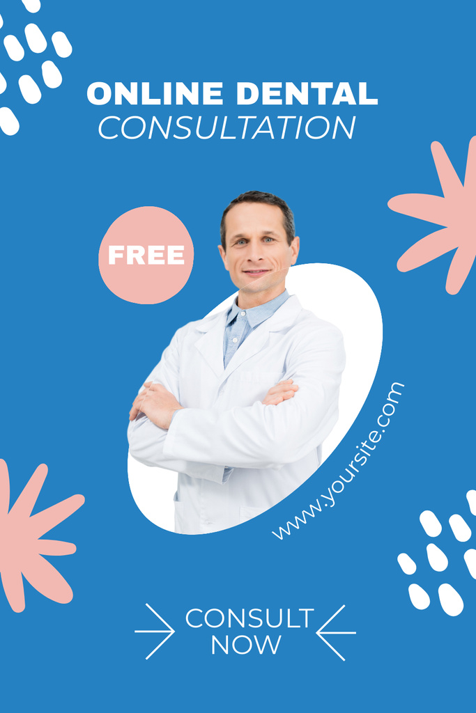 Szablon projektu Offer of Free Online Dental Consultation Pinterest