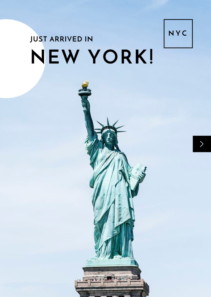 Plantilla de diseño de Liberty Statue In New York Postcard A6 Vertical 