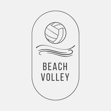Beach Volleyball Sport Club Emblem Logo Design Template