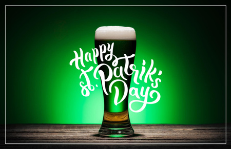 Happy St. Patrick's Day With Glass Of Beer in Frame Thank You Card 5.5x8.5in Design Template