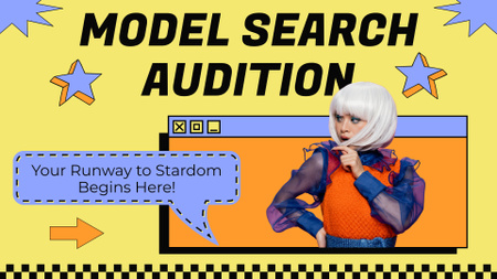 Search Announcement for Models on Yellow FB event cover Design Template