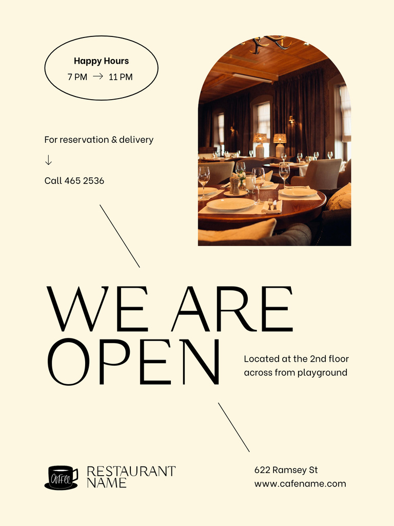 Happy Hours in Restaurant Offer Poster US Design Template