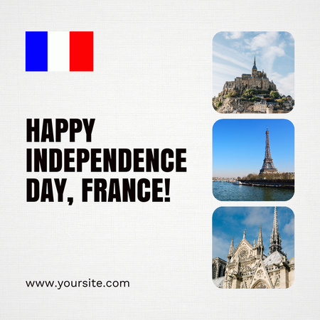 Franciaország függetlenségének napja ünnepi bejelentése képekkel Instagram tervezősablon