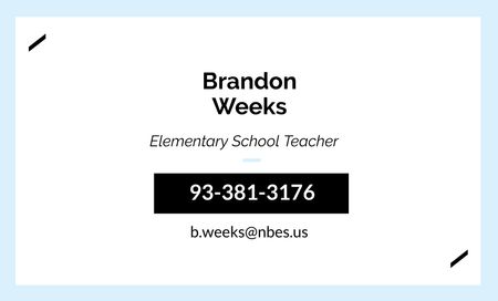 Elementary School Teacher Offer Business Card 91x55mm Design Template