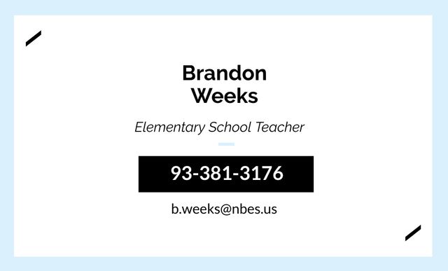 Elementary School Teacher Offer Business Card 91x55mm Šablona návrhu