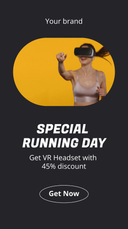 Woman Running with Virtual Reality Glasses TikTok Video Design Template