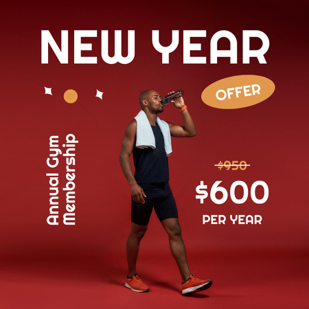 Platilla de diseño New Year Special Offer with Athlete Man Instagram