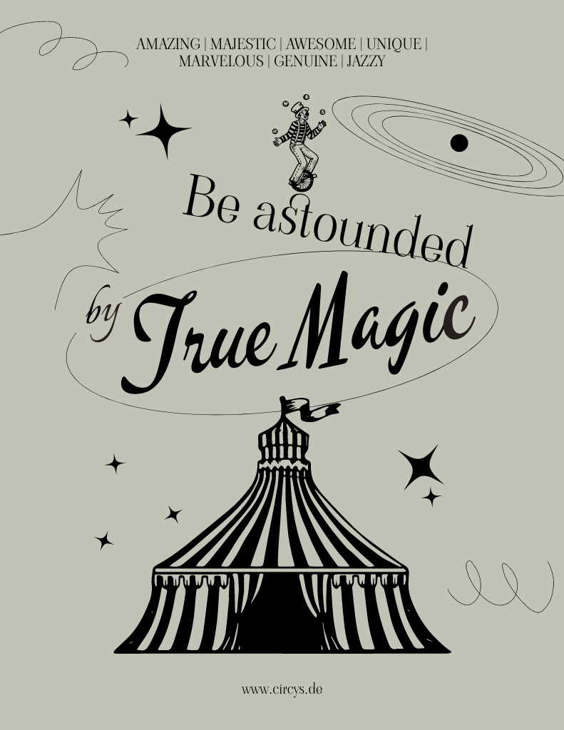 Plantilla de diseño de Circus Show Announcement with Tent on Gray Poster 8.5x11in 
