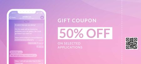Pink Chat on Phonescreen Coupon 3.75x8.25in Design Template