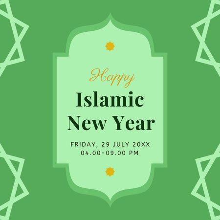 Islamic New Year Greeting on Green Instagram Design Template