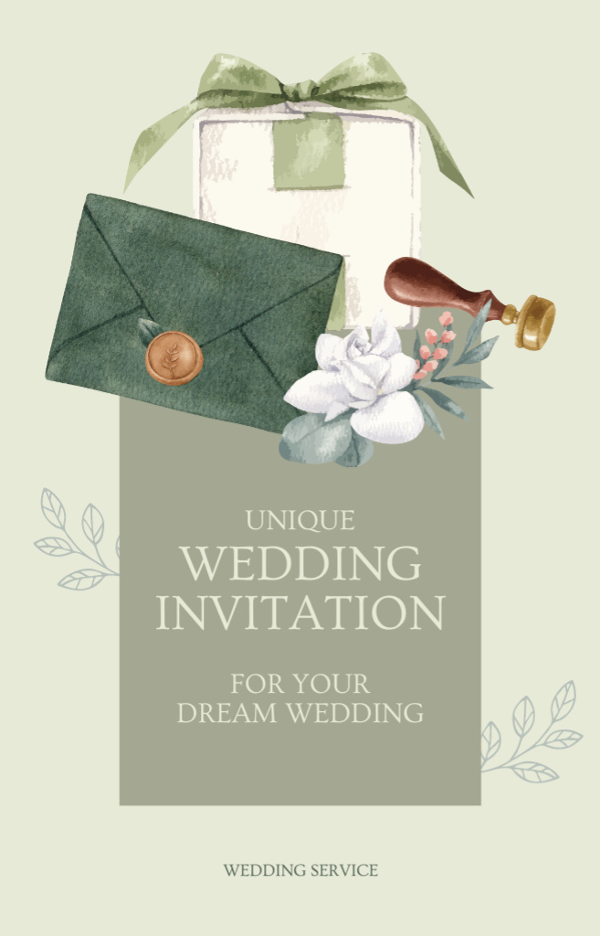 Ontwerpsjabloon van IGTV Cover van Wedding Invitation with Gift Box Envelope and Flowers