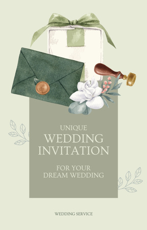 Plantilla de diseño de Invitación de boda con sobre de caja de regalo y flores IGTV Cover 