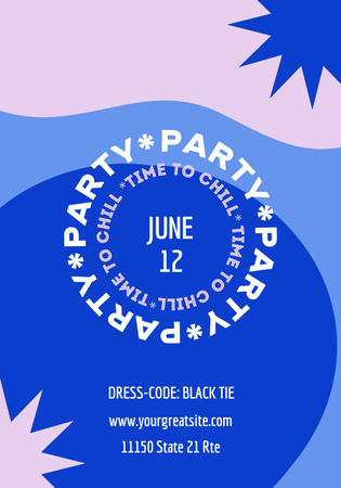 Party Announcement on Bright Blue Pattern Poster 28x40in Modelo de Design