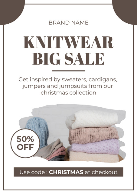 Knitwear Big Christmas Sale Poster Design Template