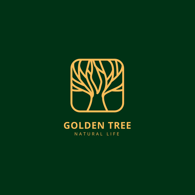 Plantilla de diseño de Emblem with Golden Tree Illustration Logo 