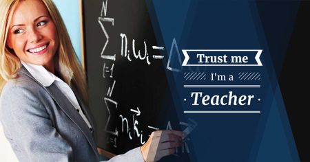 Designvorlage Female teacher writing on chalkboard für Facebook AD