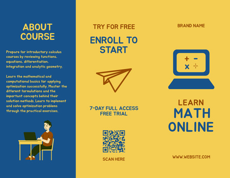 Plantilla de diseño de Oferta de cursos de matemáticas en línea en azul Brochure 8.5x11in 