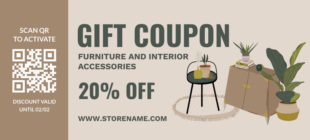Furniture and Interior Accessories for Home Coupon 3.75x8.25in – шаблон для дизайну
