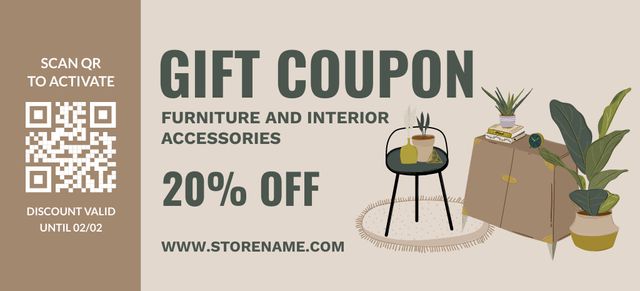Furniture and Interior Accessories for Home Coupon 3.75x8.25in – шаблон для дизайна
