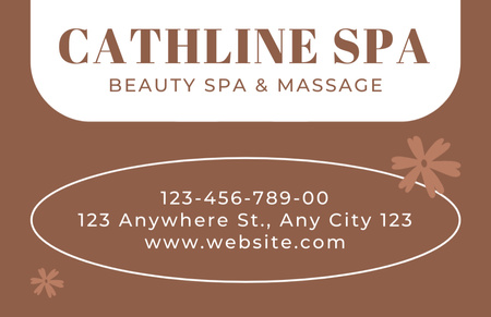Designvorlage Massage- und Spa-Sitzungstermin auf Brown für Business Card 85x55mm
