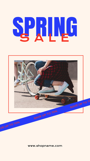 Spring Sale of Items for Active Leisure Instagram Story Πρότυπο σχεδίασης