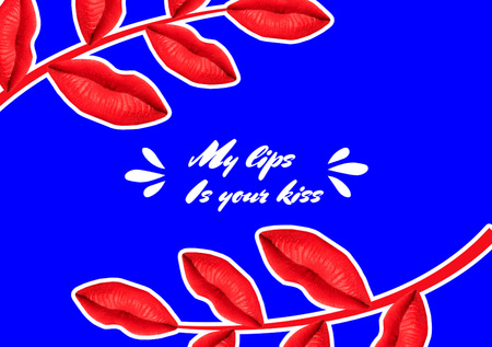 Designvorlage Cute Love Phrase With Red Leaves für Postcard A5