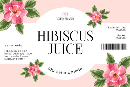 Csodálatos kézzel készített hibiszkuszlé ajánlat Label tervezősablon