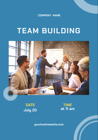 Invitation to Team Building on Blue Flyer A7 Design Template