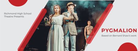 Theater Invitation with Actors in Pygmalion Performance Facebook cover Tasarım Şablonu