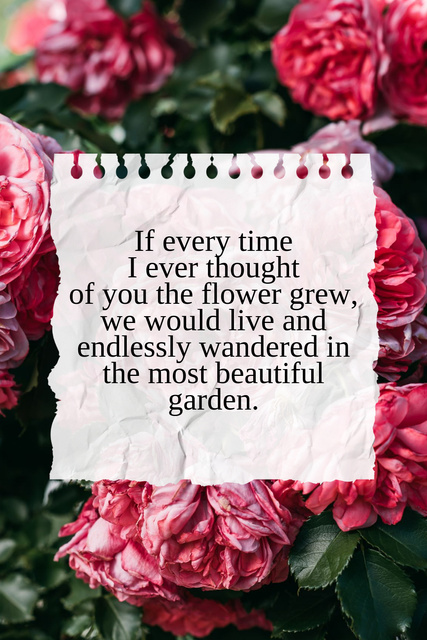 Love Quote with floral Garden Pinterest Design Template