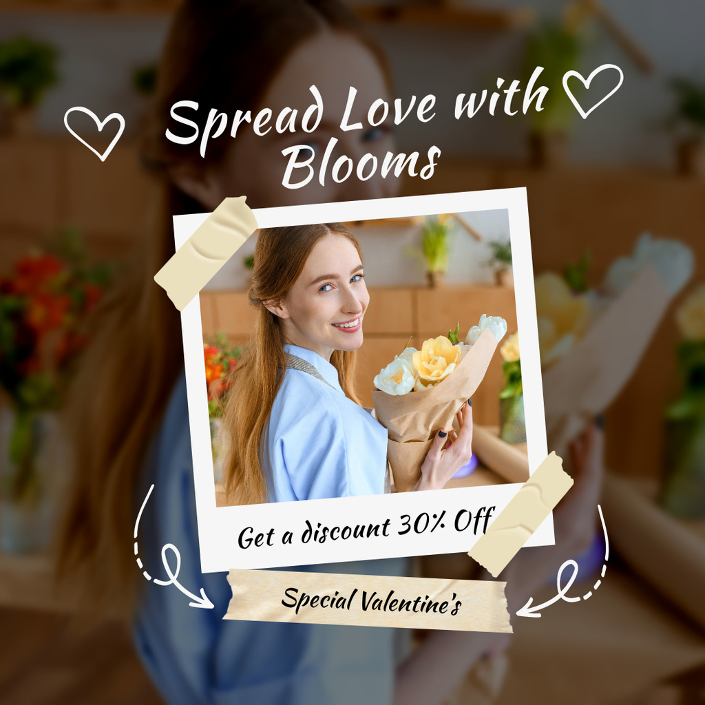 Blooming Bouquets At Reduced Price Due Valentine's Day Instagram – шаблон для дизайна