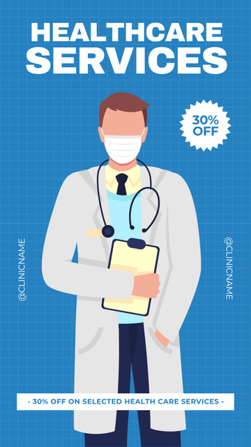 Plantilla de diseño de Discount on Healthcare Services with Doctor Instagram Story 